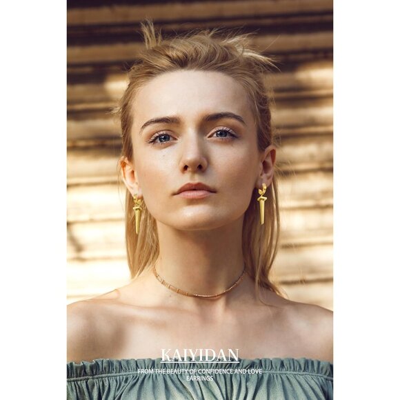 Awl Gold Dangle Statement Vintage Cute Long Summer Earring for Women Jewelry - Picture 8 of 9